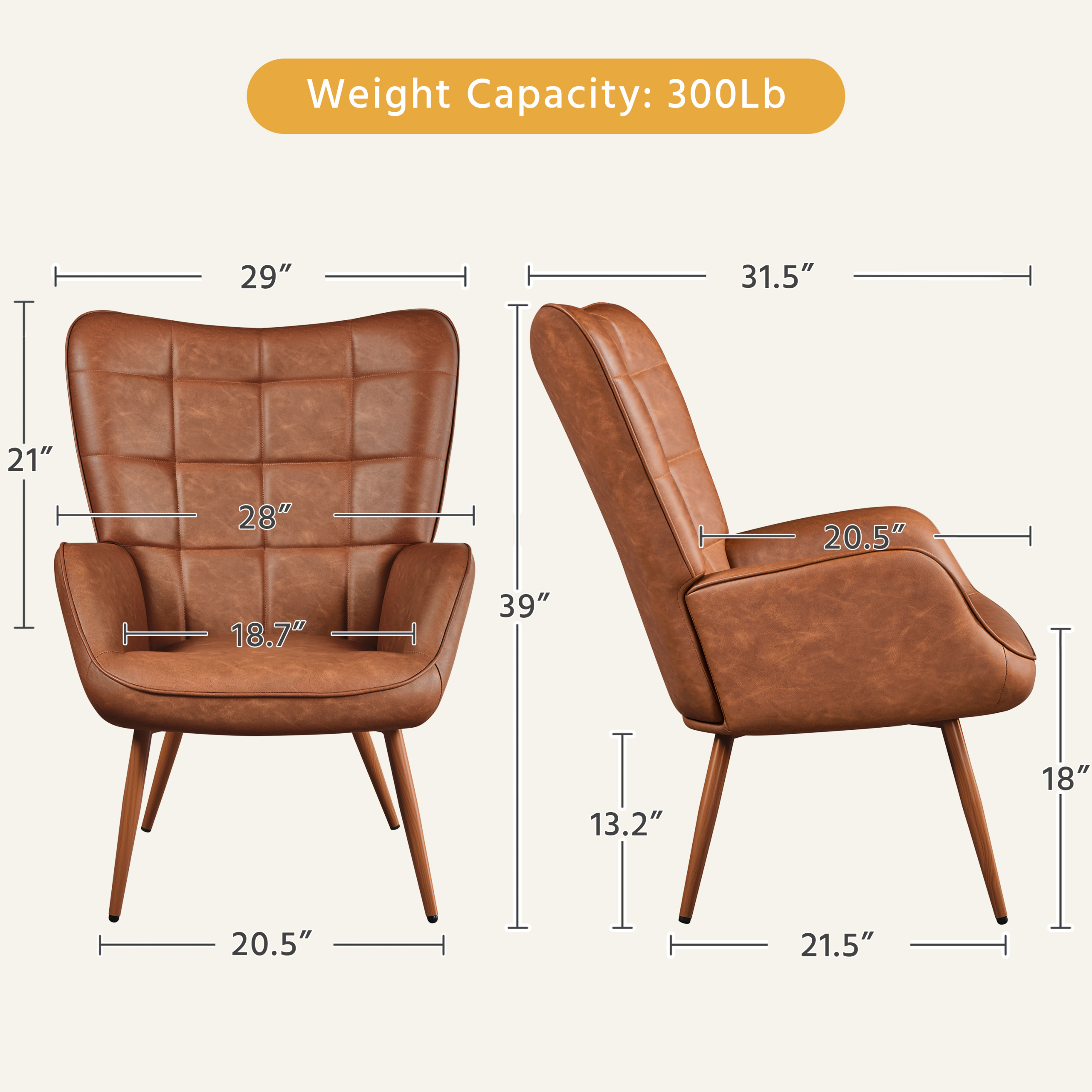 Yaheetech Accent Chair with Tapered Legs - Image 4