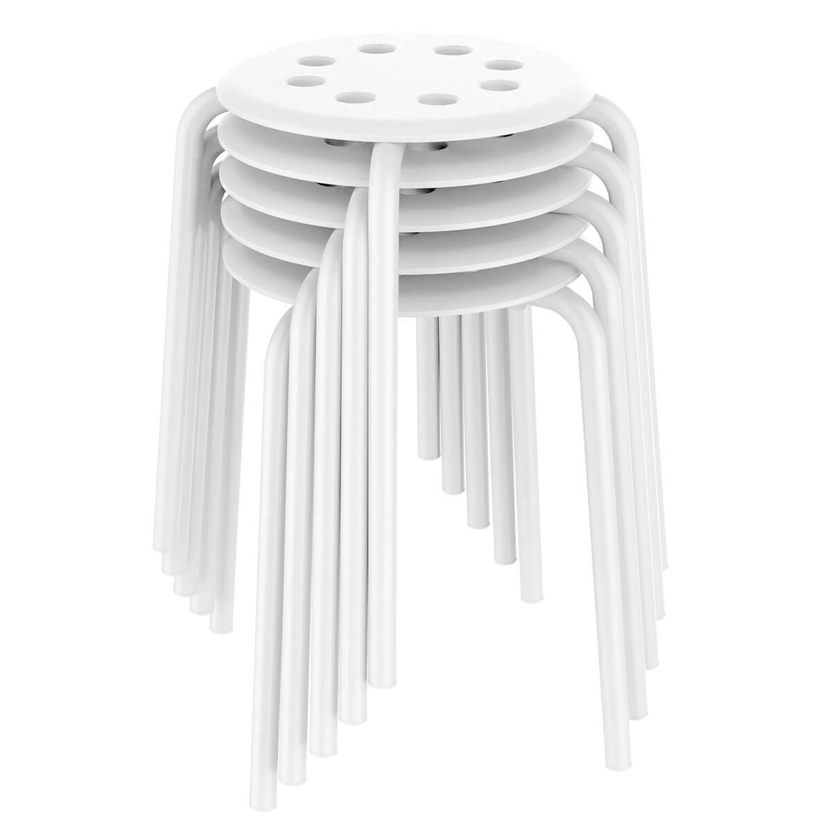 Yaheetech 17.3 Inch Plastic Stack Stools White/Black - Image 2