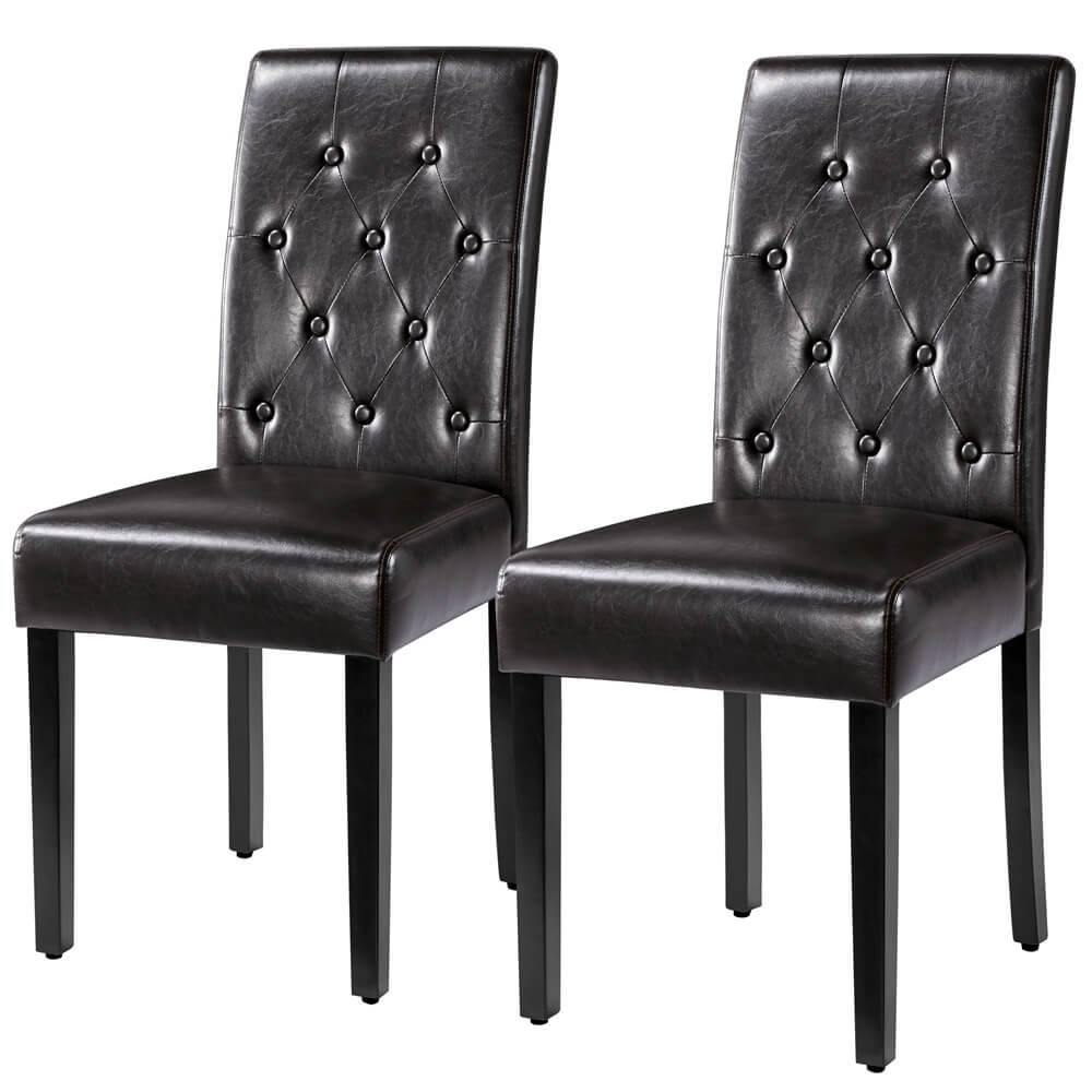 Yaheetech Button Tufted Dining Chairs Parsons Chair Set of 2 - Image 2