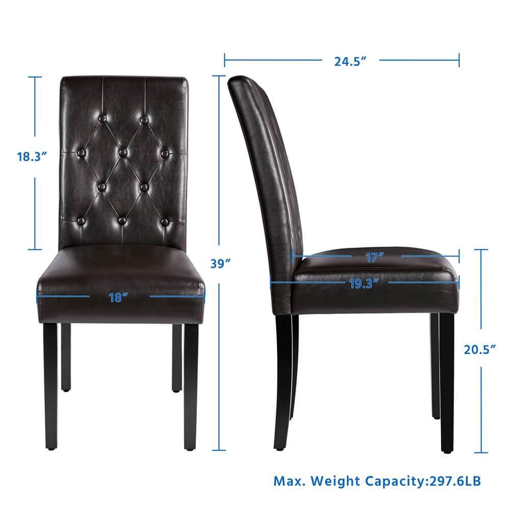 Yaheetech Button Tufted Dining Chairs Parsons Chair Set of 2 - Image 3