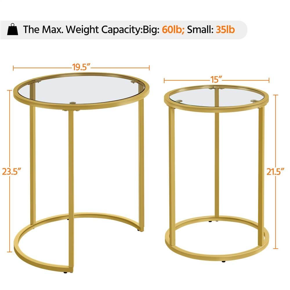 Yaheetech End Table Set Gold - Image 3