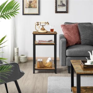 Yaheetech Side Table with Storage Shelves