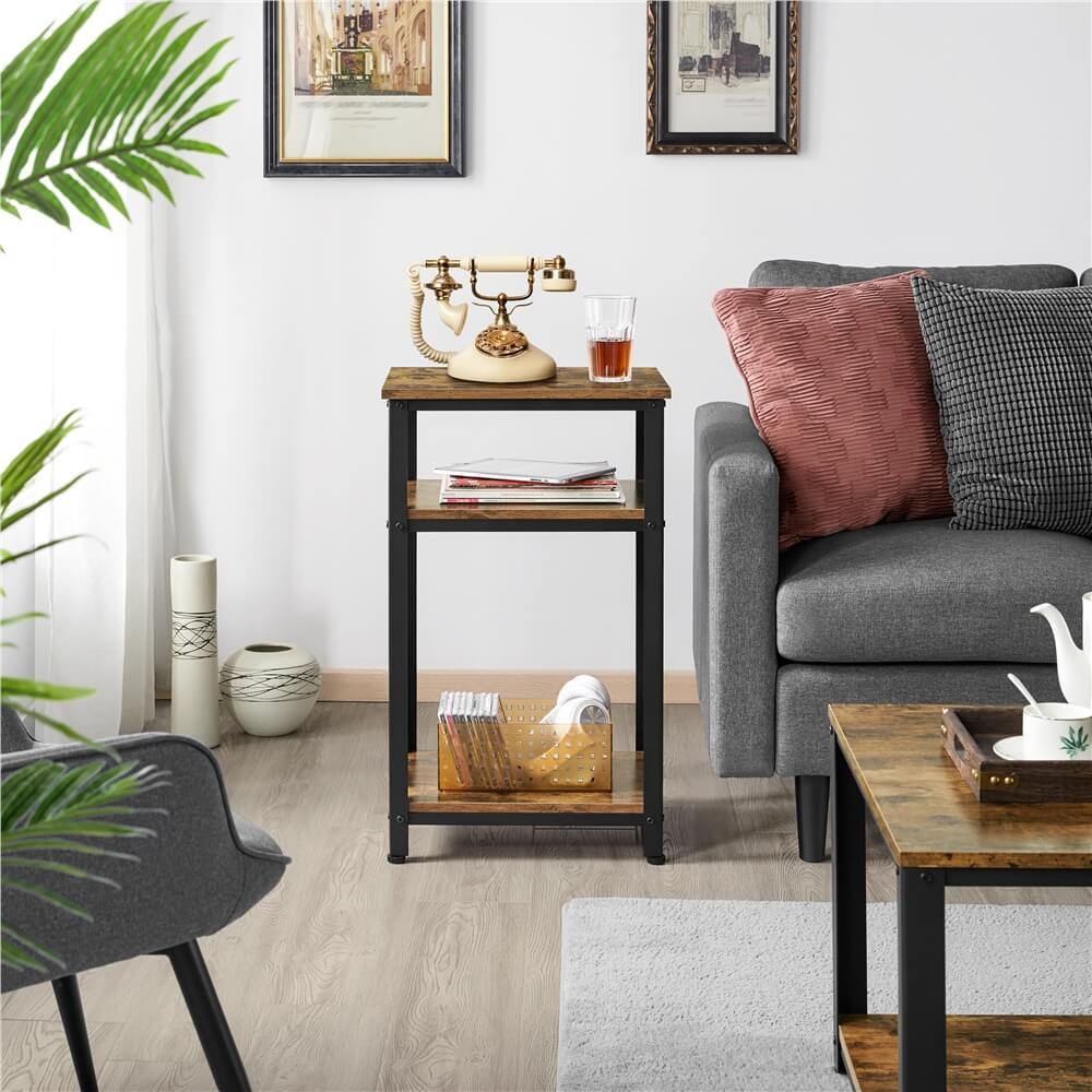 Yaheetech Side Table with Storage Shelves