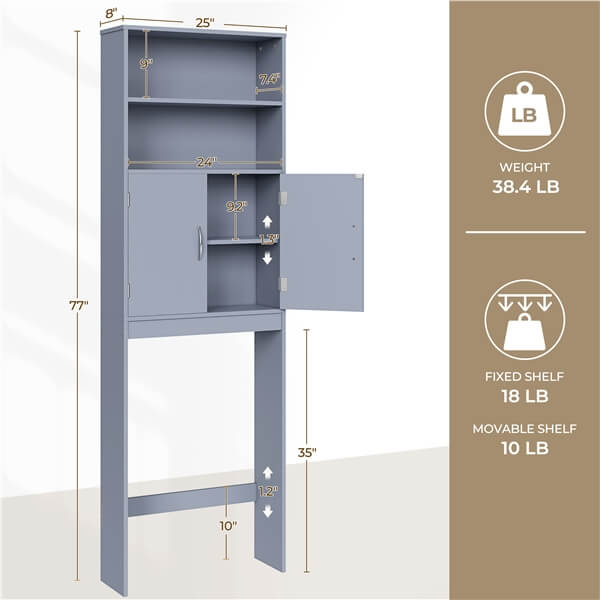 77?? Tall Over The Toilet Storage Cabinet - Image 5