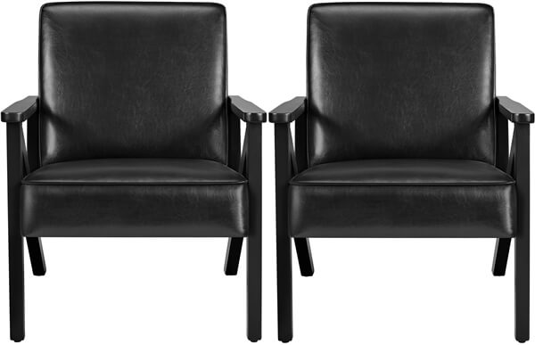 Yaheetech Faux Leather Armchair with Z-shaped Wood Legs - Image 6