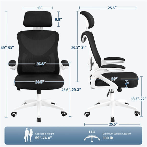 Yaheetech High Back Mesh Office Chair with 90?? Flip-up Armrest - Image 5