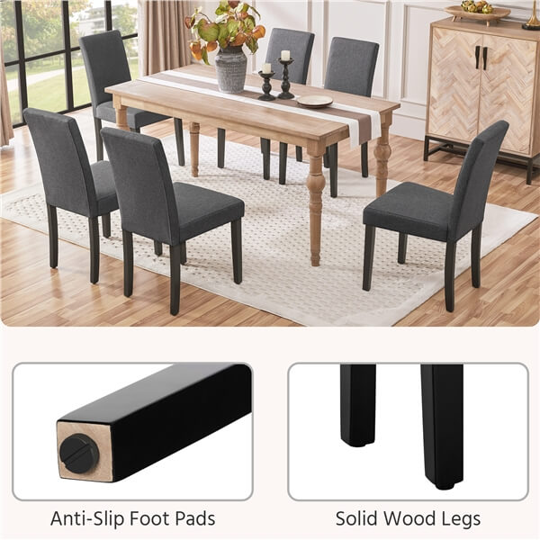 Yaheetech Dining Chairs Set of 6 Fabric Upholstered Parson - Image 7