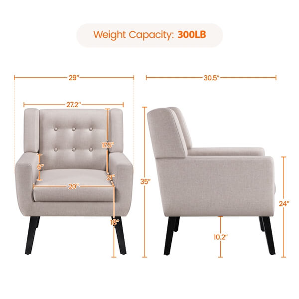 Yaheetech Modern Button Tufted Armchair - Image 11