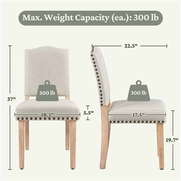 Yaheetech Dining Room Chair Fabric Parsons Chairs with Nailhead Trim - Image 3
