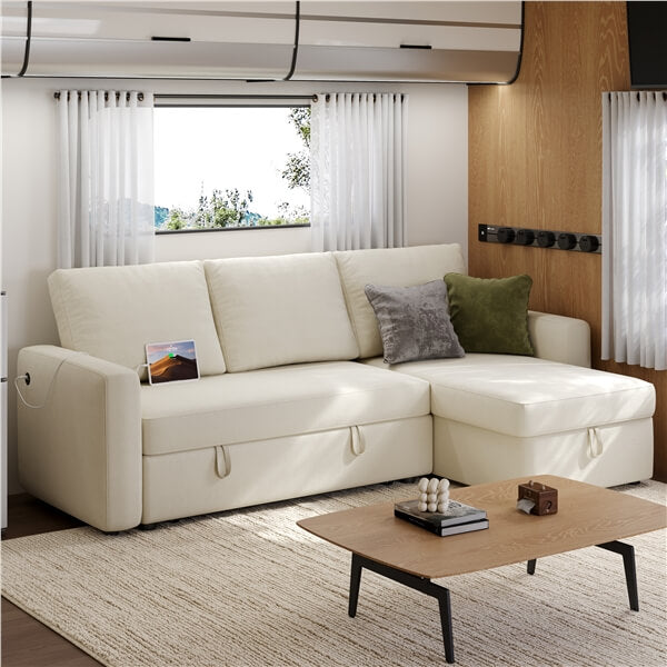 Yaheetech Sectional Sofa L-Shaped Sofa Couch Bed - Image 5