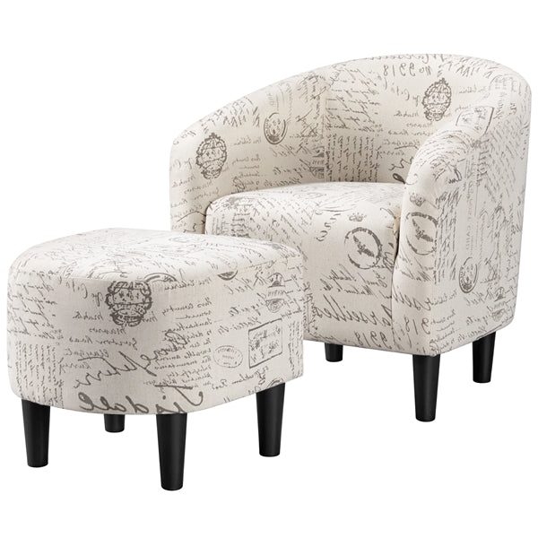 Yaheetech Living Room Club Chair with Ottoman Set - Image 2