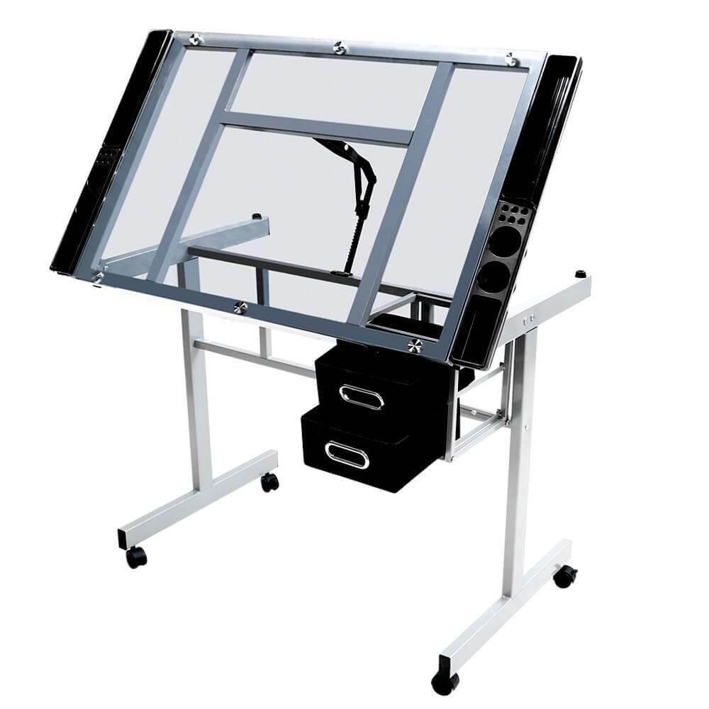 Yaheetech Adjustable Glass Drafting Table for Artist Painters Home Office - Image 2