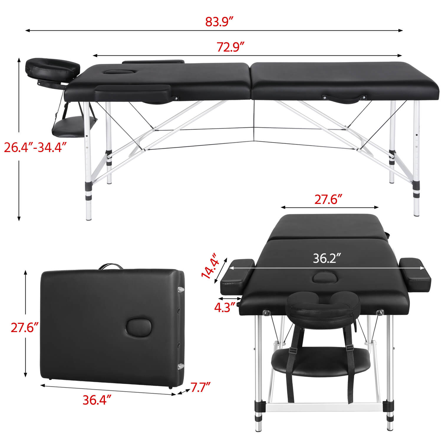 Yaheetech 2 Fold Aluminum Massage Bed 28 - Image 3