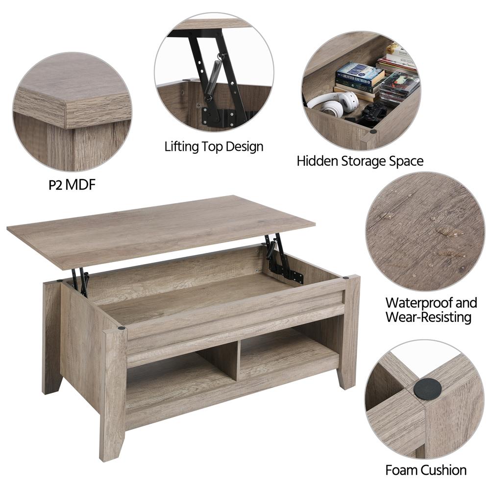 Yaheetech Wood Coffee Table Lift Up Coffee Table - Image 7