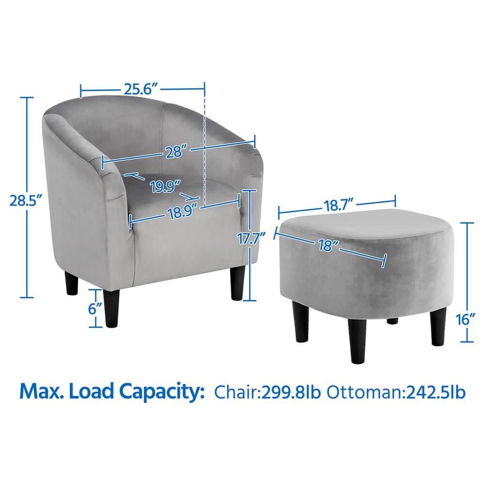 Yaheetech Accent Arm Chair with Ottoman - Image 3