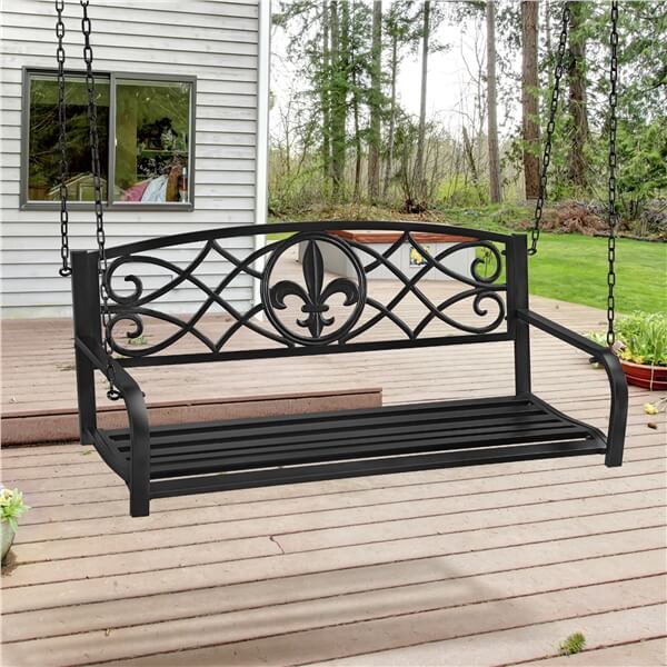 Yaheetech Black Outdoor Porch Swing