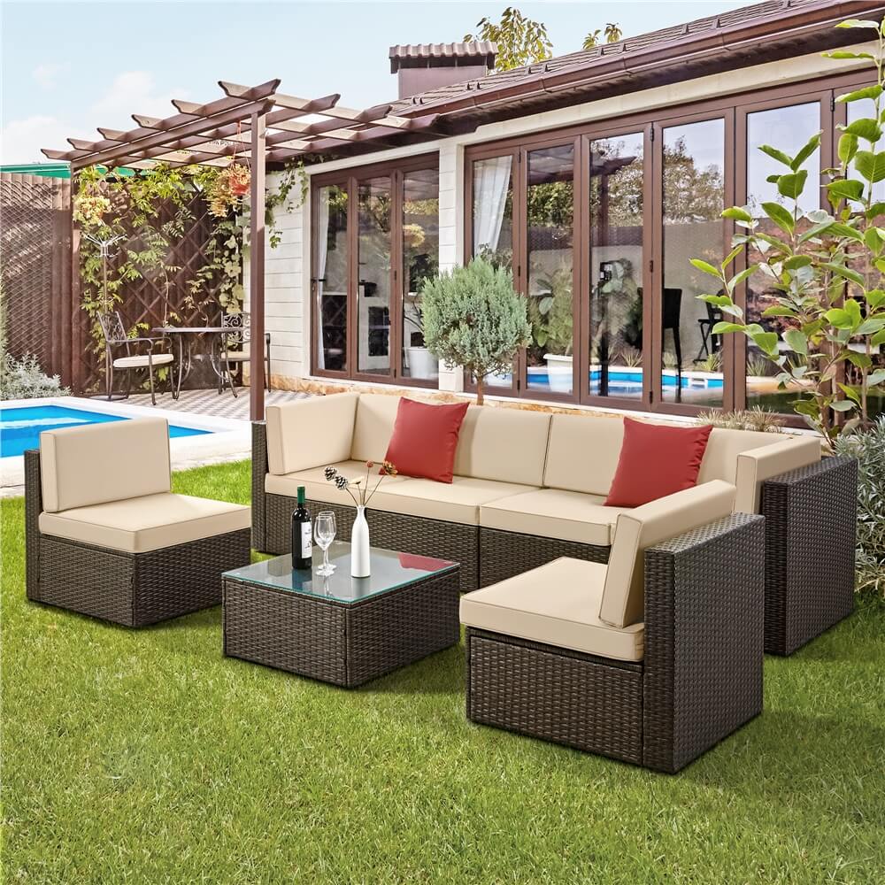 Yaheetech 7 Pieces Rattan Patio Furniture Set