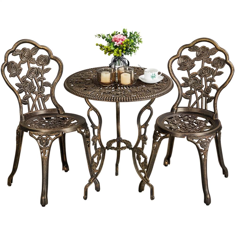 Yaheetech 3 Piece Patio Bistro Table Set with Umbrella Hole - Image 2