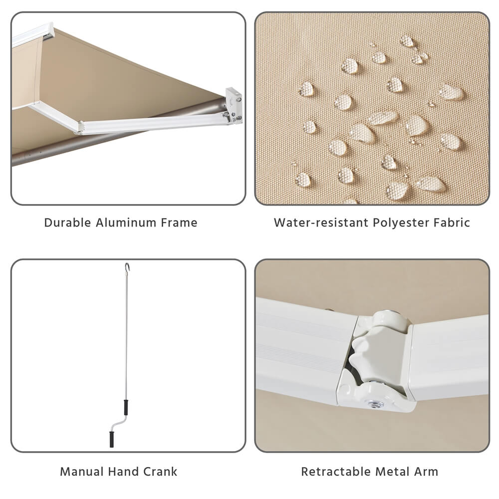 Yaheetech 8 ?? 6.5 Ft Manual Retractable Patio Awning - Image 6