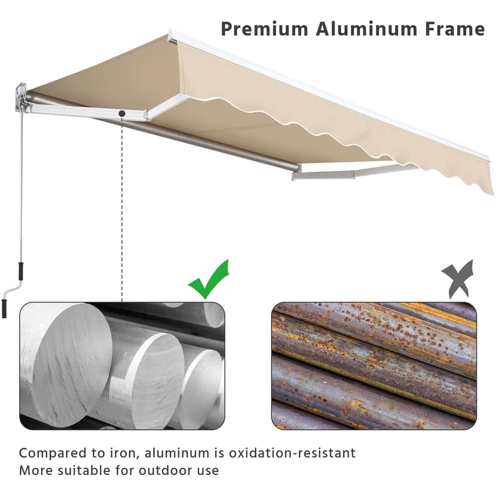 Yaheetech 8 ?? 6.5 Ft Manual Retractable Patio Awning - Image 4