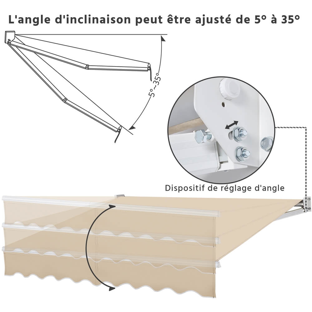 Yaheetech 8 ?? 6.5 Ft Manual Retractable Patio Awning - Image 5
