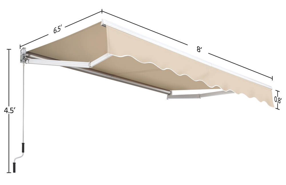 Yaheetech 8 ?? 6.5 Ft Manual Retractable Patio Awning - Image 3