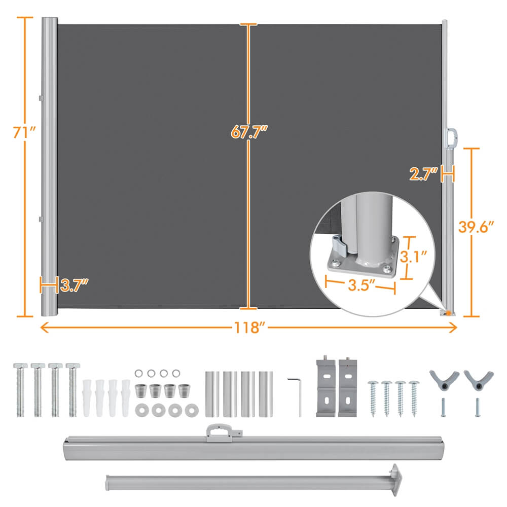 Yaheetech 118 x 71in Side Awning - Image 3
