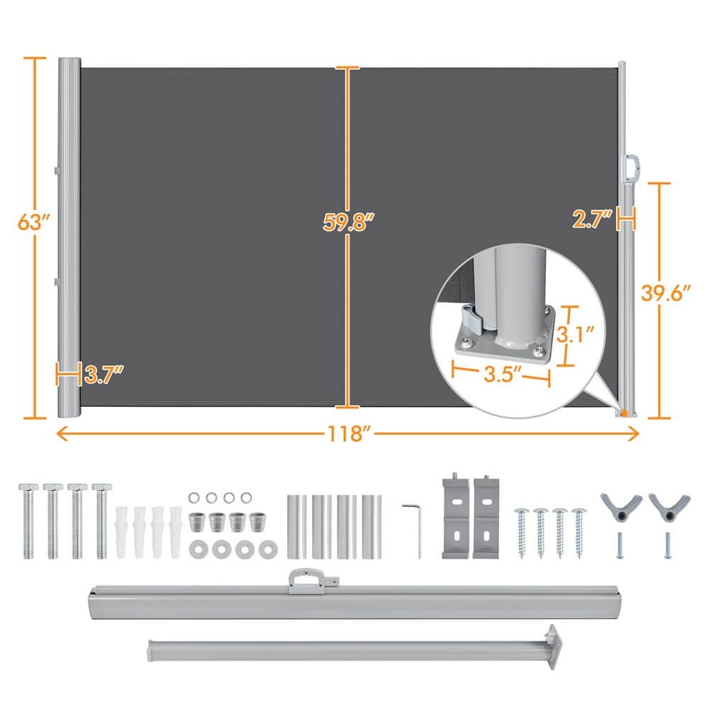 Yaheetech 118 x 63in Side Awning - Image 3