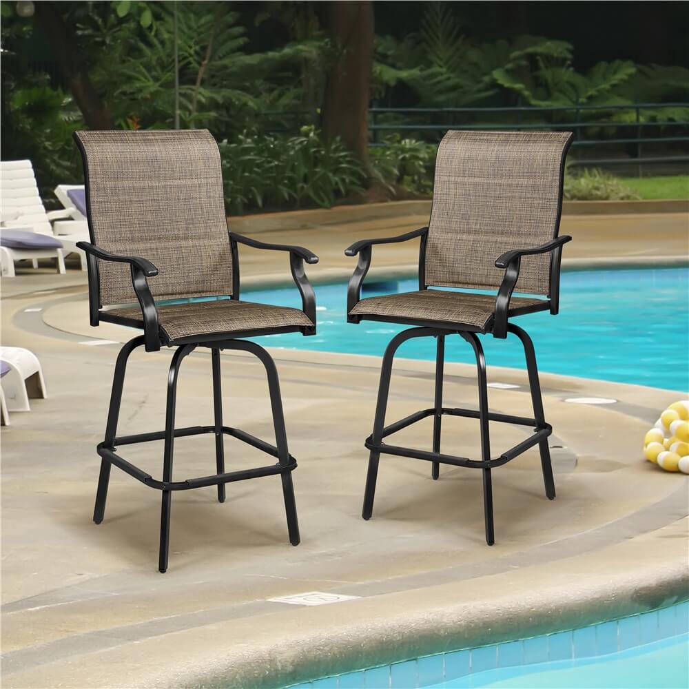 Yaheetech Patio Swivel Bar Stools Set of 2