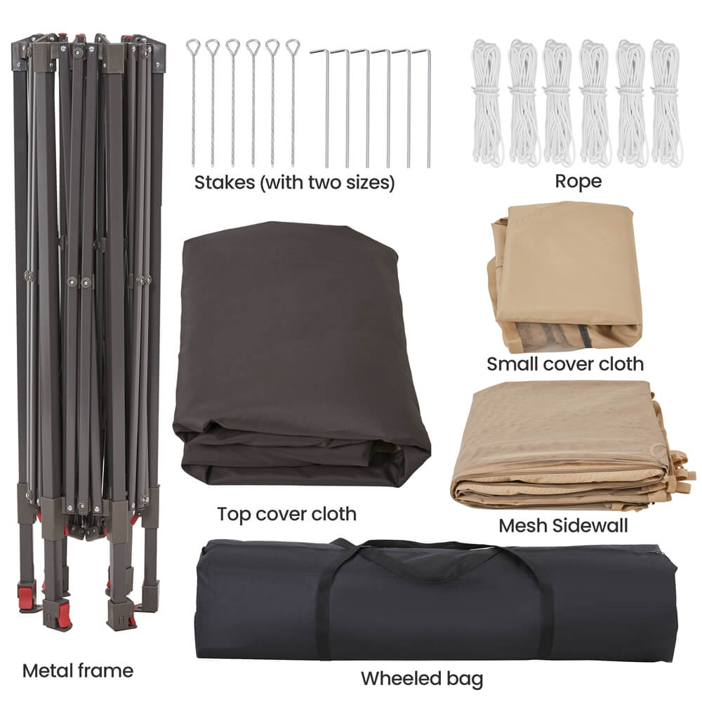 Yaheetech 13' X 13' Hexagonal Pop up Gazebo. Khaki/Brown - Image 5