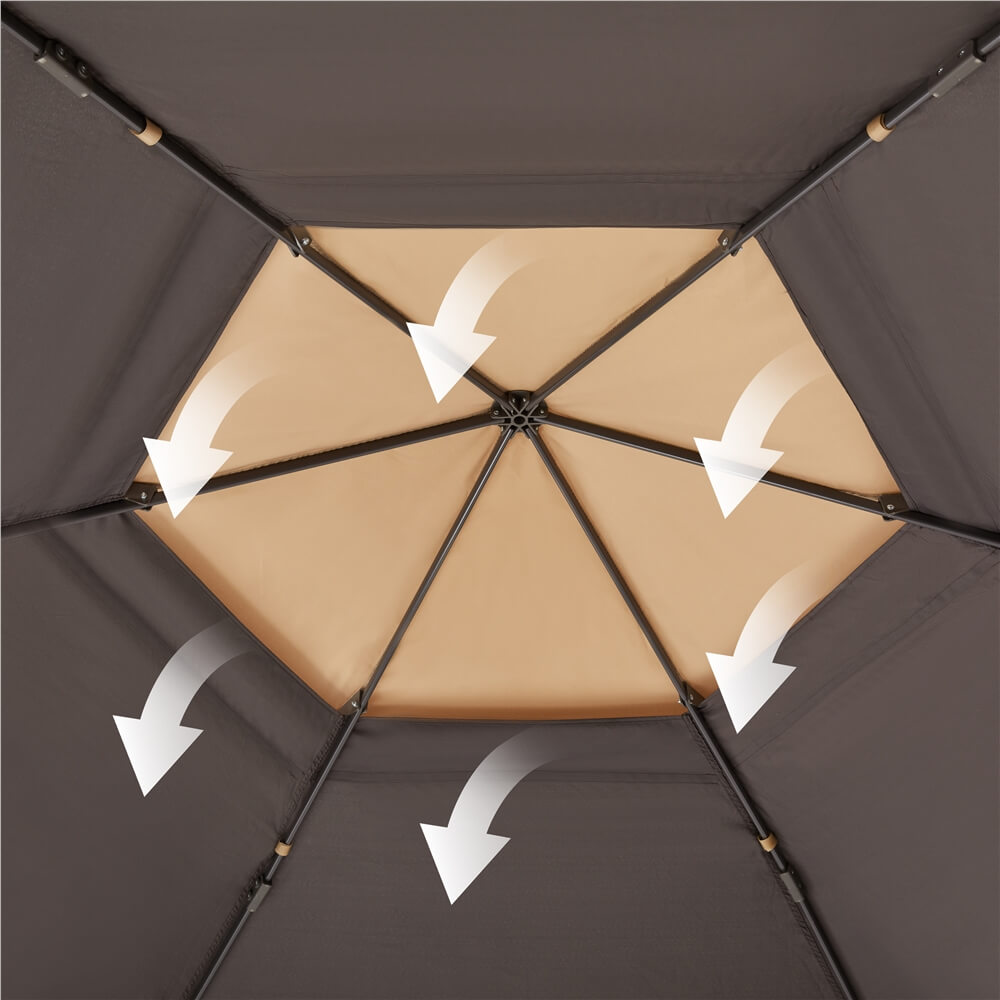 Yaheetech 13' X 13' Hexagonal Pop up Gazebo. Khaki/Brown - Image 6