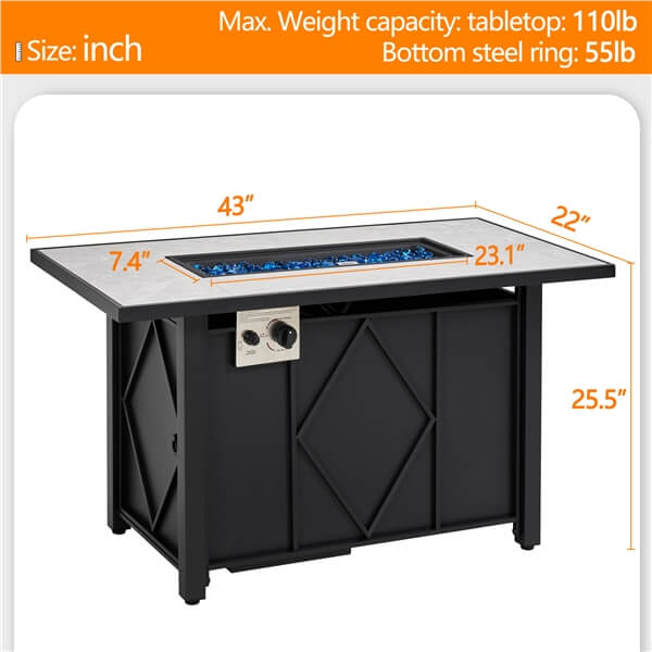 Yaheetech 43 Fire Pit Table - Image 3