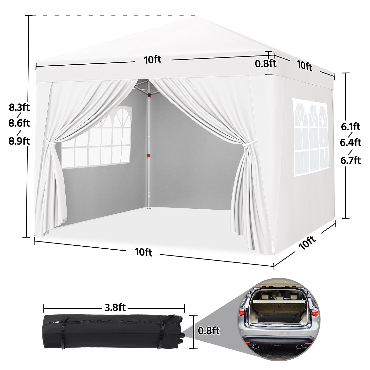 Yaheetech 10x10ft Canopy with Sidewall - Image 6