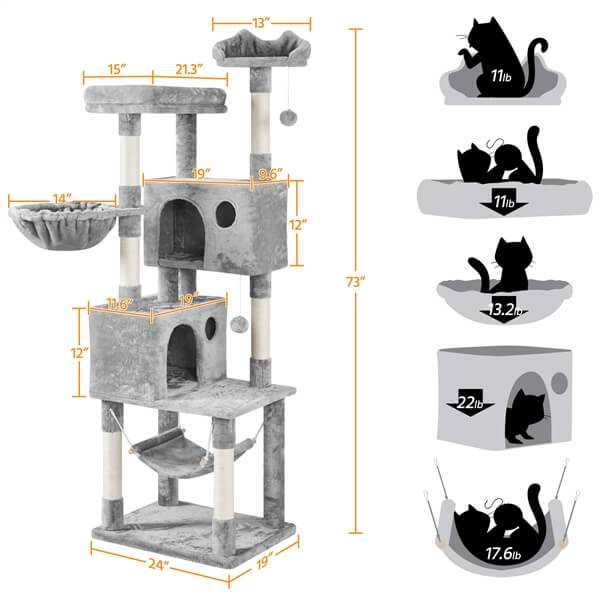 Yaheetech 73-inch Large Cat Tree - Image 3