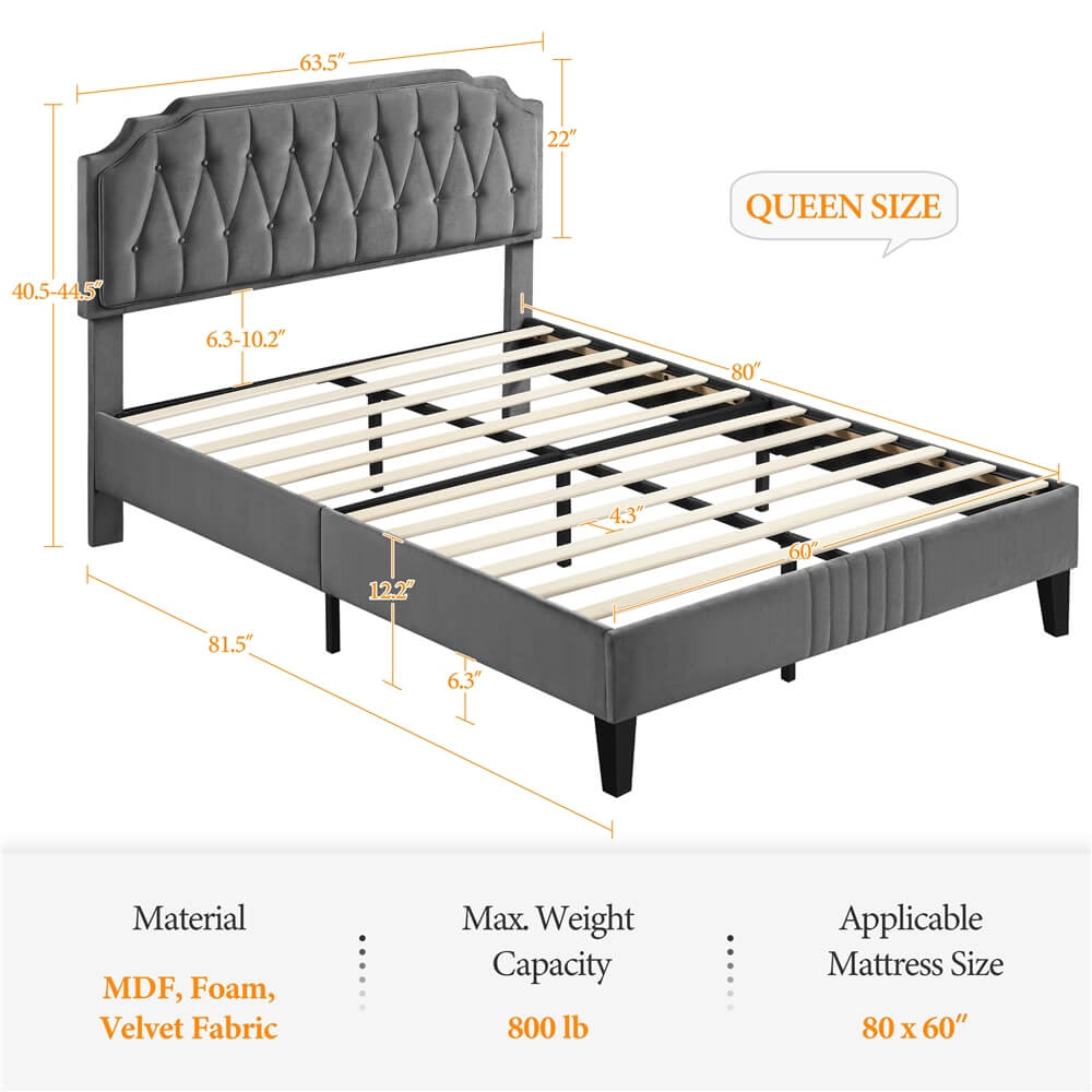 Yaheetech Queen Size Upholstered Bed Frame - Image 3