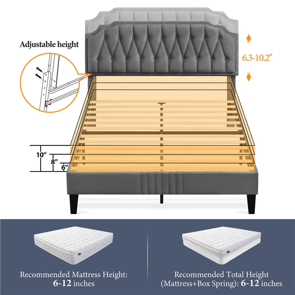 Yaheetech Queen Size Upholstered Bed Frame - Image 4