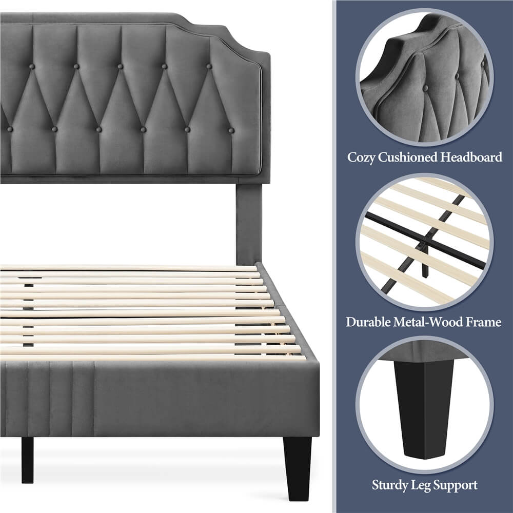 Yaheetech Queen Size Upholstered Bed Frame - Image 5