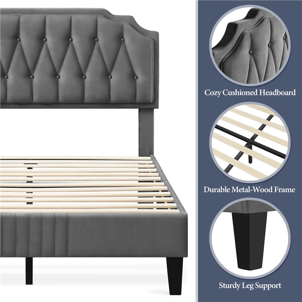 Yaheetech Full Size Upholstered Bed Frame - Image 4