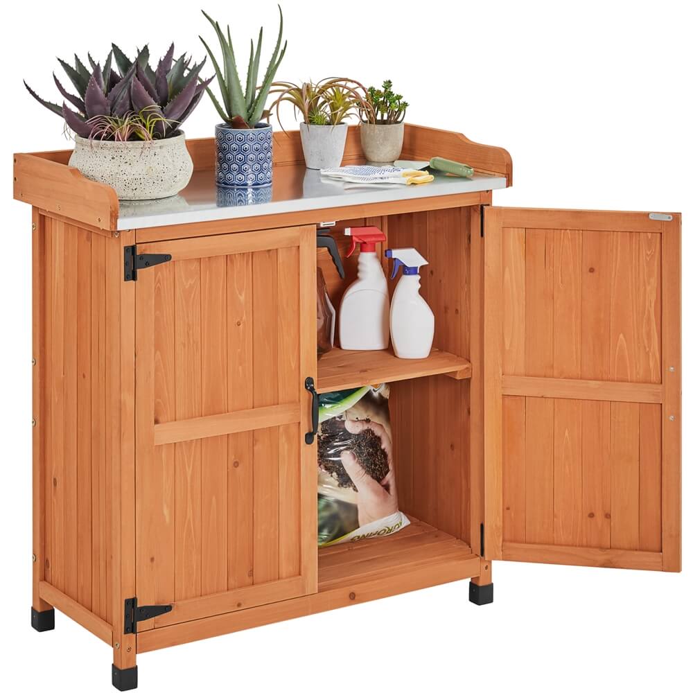 Yaheetech Outdoor Garden Patio Wooden Storage Cabinet - Image 2