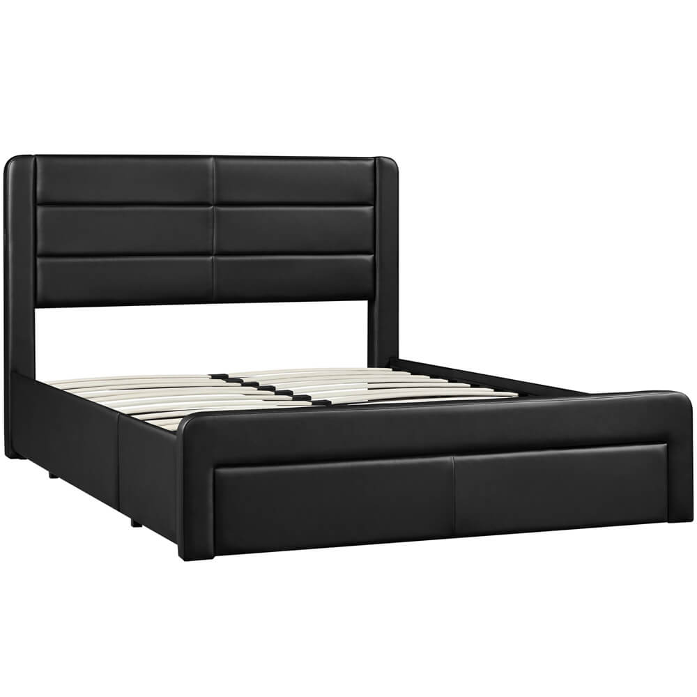 Yaheetech Leather Upholstered Platform Bed with Headboard - Image 2