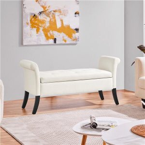 Yaheetech Modern Fabric Tufted Storage Bench