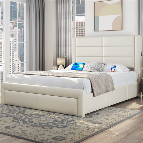 Yaheetech Bed Frame with 2 USB Charging Station