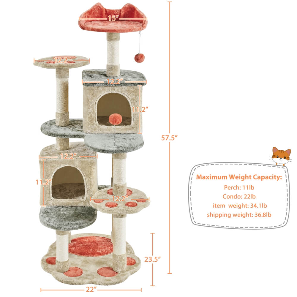 Yaheetech 65in Cute Cat Tree - Image 4