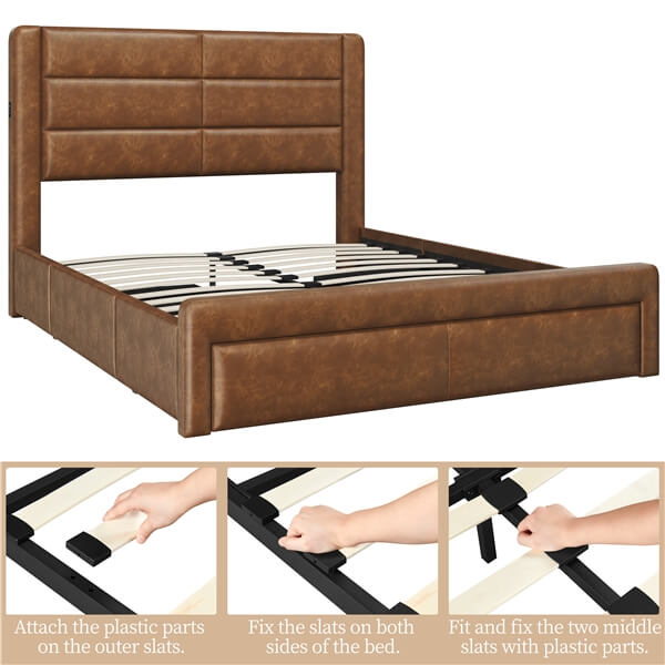 Yaheetech Bed Frame with 2 USB Charging Stations - Image 5