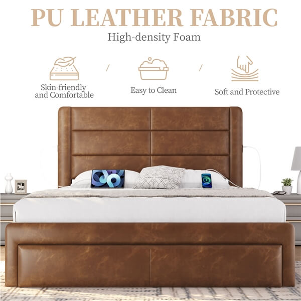 Yaheetech Bed Frame with 2 USB Charging Stations - Image 6