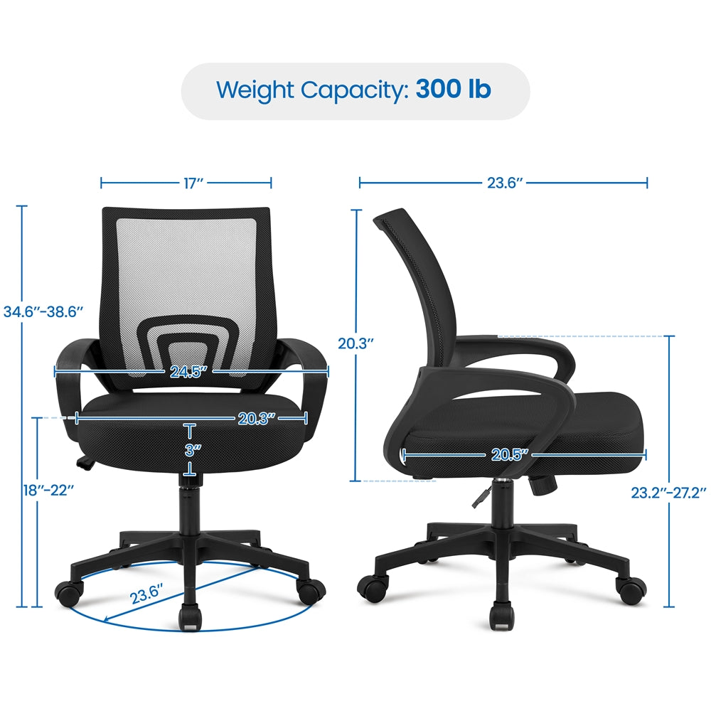 Yaheetech Mid-Back Height Adjustable Ergonomic Mesh Office Chair - Image 6
