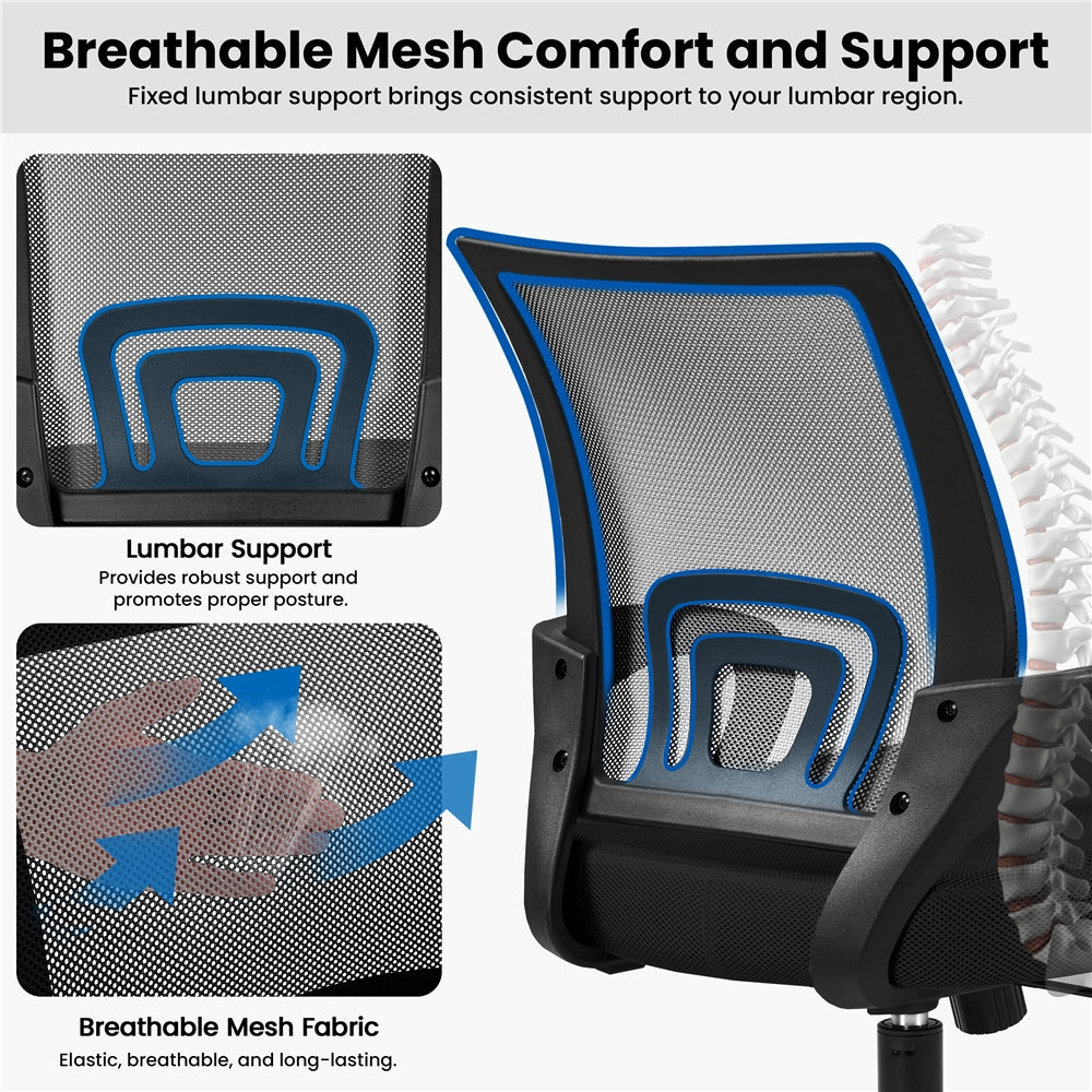 Yaheetech Mid-Back Height Adjustable Ergonomic Mesh Office Chair - Image 8