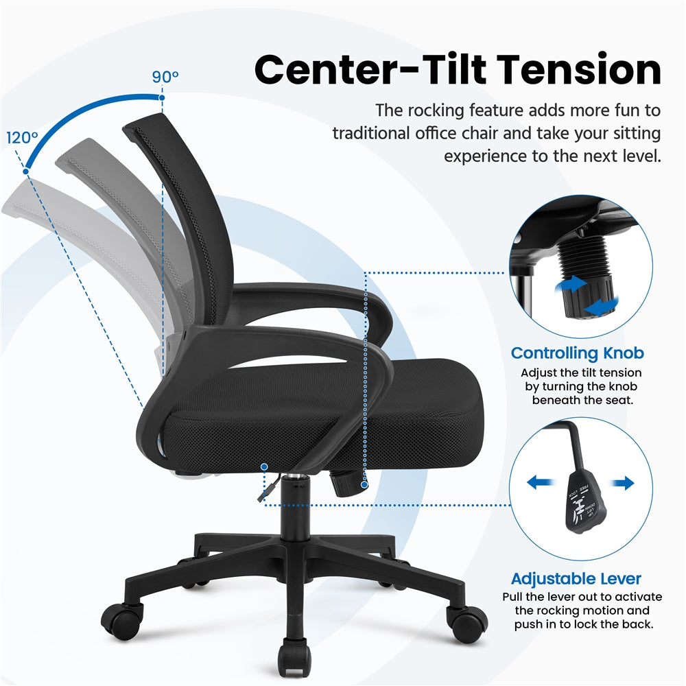 Yaheetech Mid-Back Height Adjustable Ergonomic Mesh Office Chair - Image 9