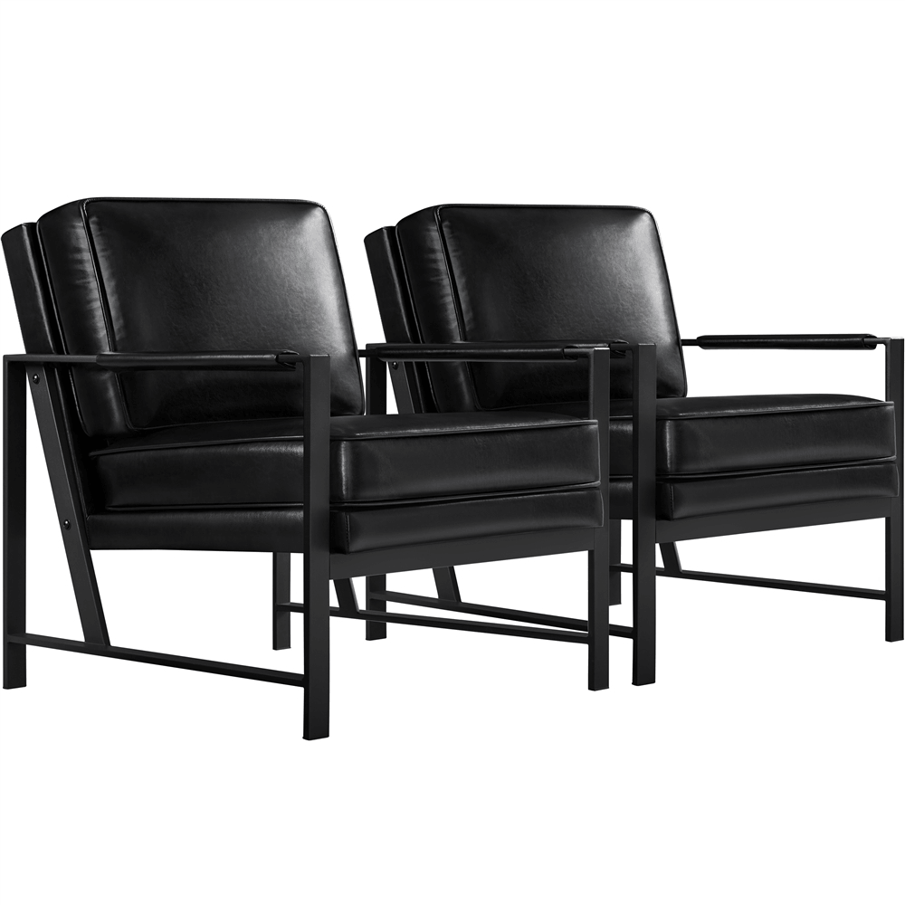 Yaheetech Set of 2 PU Leather Armchairs - Image 3