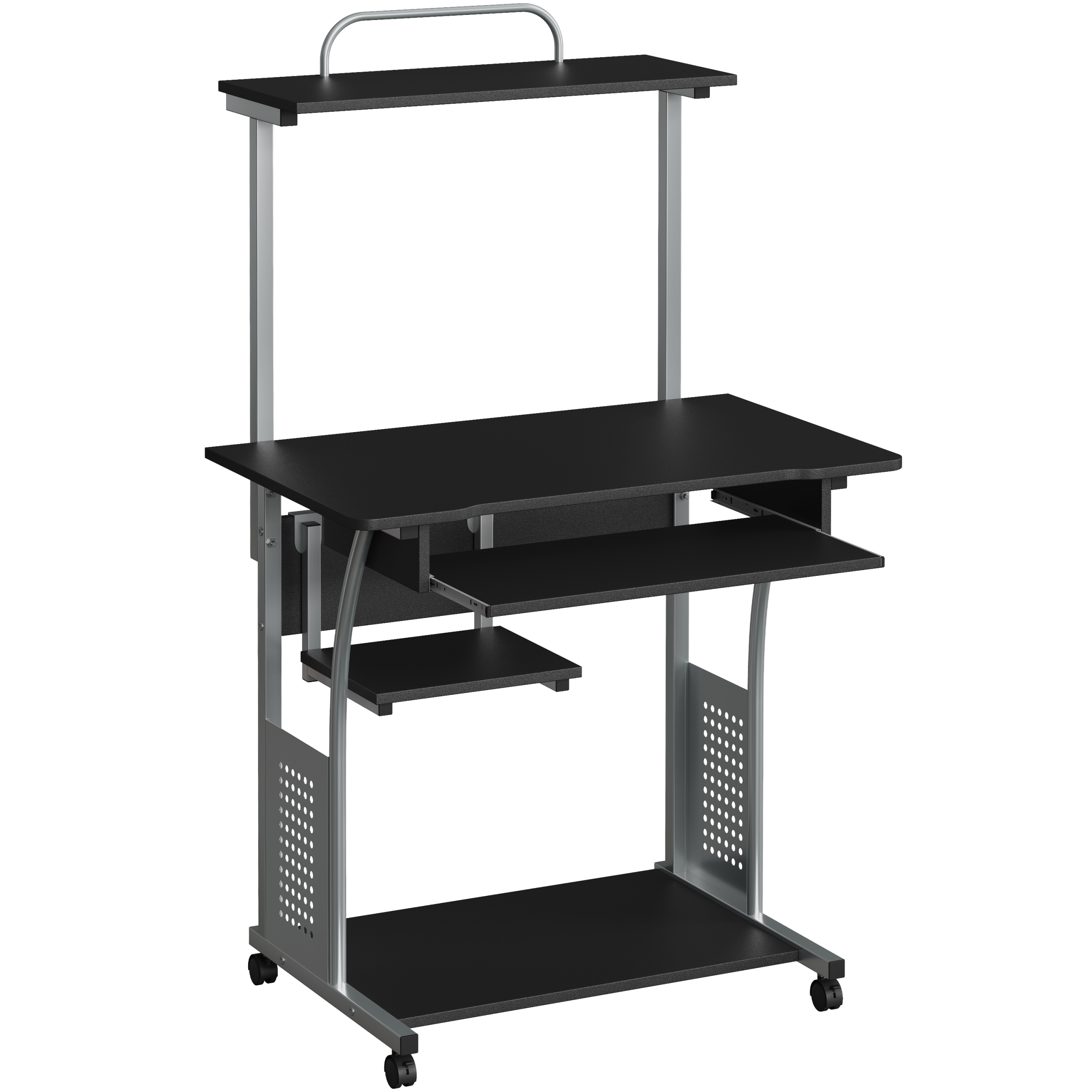 Yaheetech 3 Tiers Rolling Computer Desk with Keyboard Tray - Image 2